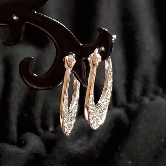 Sterling Silver Scrolling Filigree Hoop Earrings - Picture 2 of 4